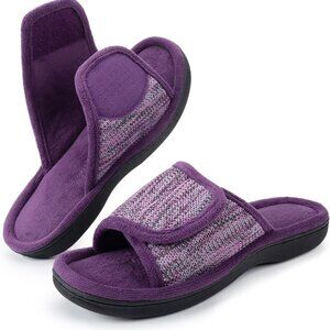 Women's Memory Foam Slip-ons Vegan Open Toe Adjustable Wrap Summer Slippers